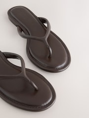 Chocolate Brown Standard/Wide Fit Forever Comfort® Round Toe Leather Thong - Image 3 of 5