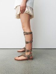 Taupe Knee High Gladiator Sandals - Image 3 of 4
