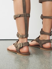 Taupe Knee High Gladiator Sandals - Image 4 of 4