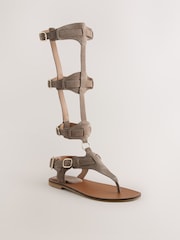 Taupe Knee High Gladiator Sandals - Image 6 of 9