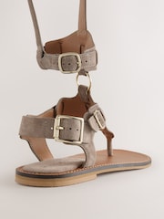 Taupe Knee High Gladiator Sandals - Image 7 of 9