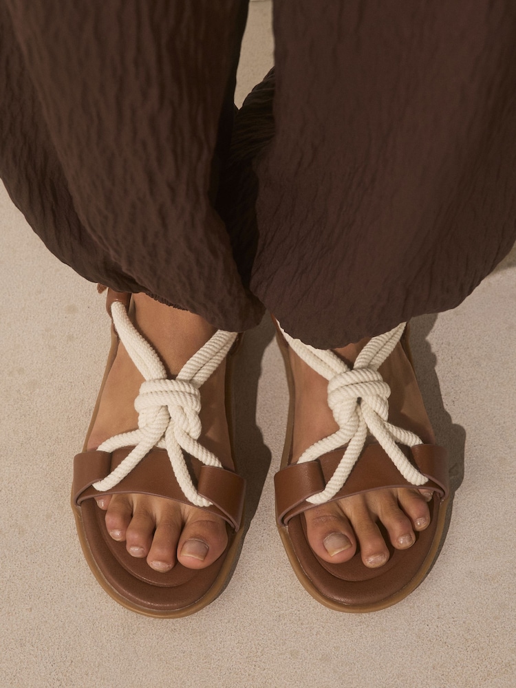 لون محايد - Rope Sling Back Sandals - صورة 2 من 9
