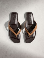 Tan Brown N. Premium Round Toe Leather Thong - Image 1 of 10