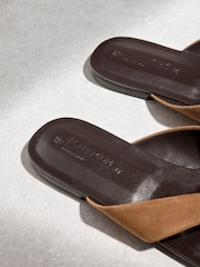 Tan Brown N. Premium Round Toe Leather Thong - Image 10 of 10