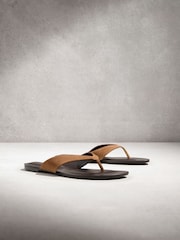 Tan Brown N. Premium Round Toe Leather Thong - Image 2 of 10