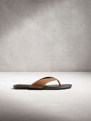 Tan Brown N. Premium Round Toe Leather Thong - Image 3 of 10