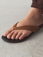 Tan Brown N. Premium Round Toe Leather Thong - Image 5 of 10