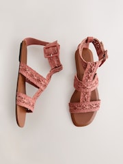 Coral Pink Forever Comfort® Raffia Gladiators Sandals - Image 1 of 5