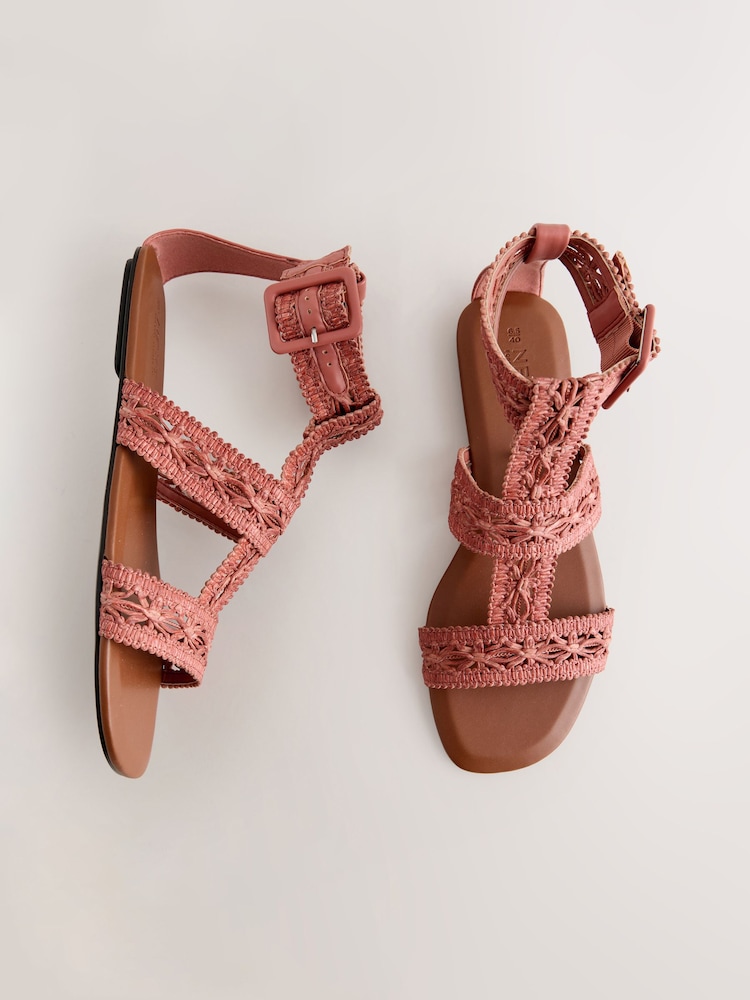 Coral Pink Forever Comfort® Raffia Gladiators Sandals - Image 1 of 5 Coral Pink Forever Comfort® Raffia Gladiators Sandals - Image 1 of 5