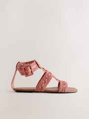 Coral Pink Forever Comfort® Raffia Gladiators Sandals - Image 2 of 5