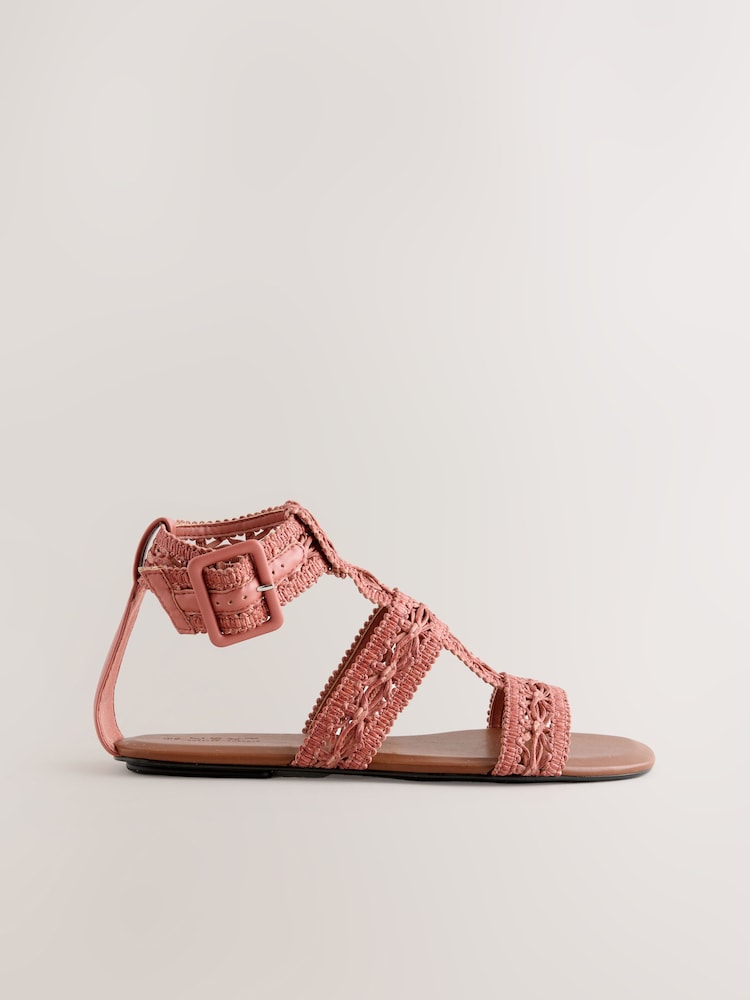 Coral Pink Forever Comfort® Raffia Gladiators Sandals - Image 2 of 5 Coral Pink Forever Comfort® Raffia Gladiators Sandals - Image 2 of 5