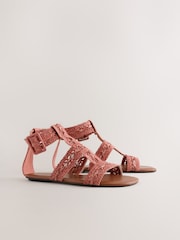 Coral Pink Forever Comfort® Raffia Gladiators Sandals - Image 3 of 5
