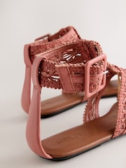 Coral Pink Forever Comfort® Raffia Gladiators Sandals - Image 5 of 5