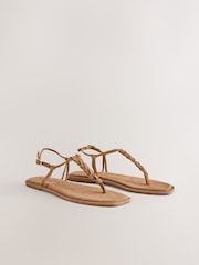 Tan Brown Suede Standard/Wide Fit Forever Comfort® Weave Toe Thong Sandals - Image 7 of 10