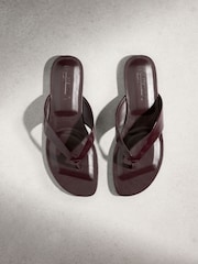 Berry Red N. Premium Round Toe Leather Thong - Image 1 of 12