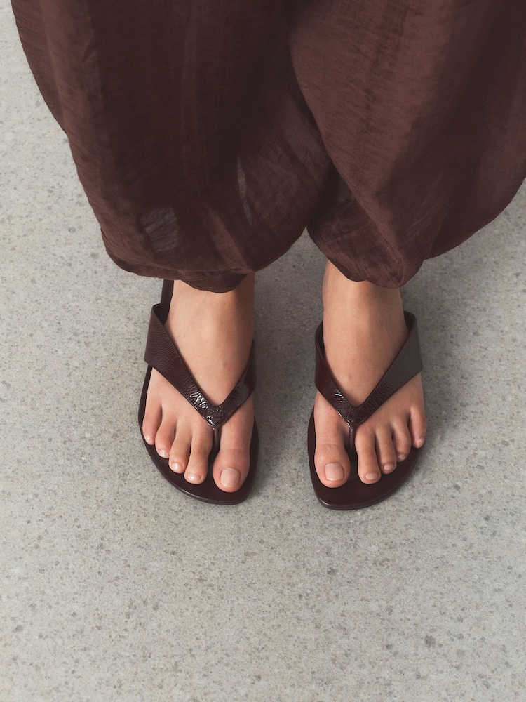 Berry Red N. Premium Round Toe Leather Thong - Image 2 of 12