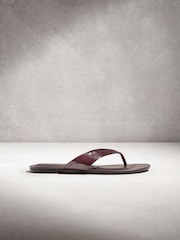 Berry Red N. Premium Round Toe Leather Thong - Image 3 of 12