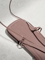 Taupe N. Premium Leather Square Toe Hardware Ankle Wrap Sandals - Image 10 of 11