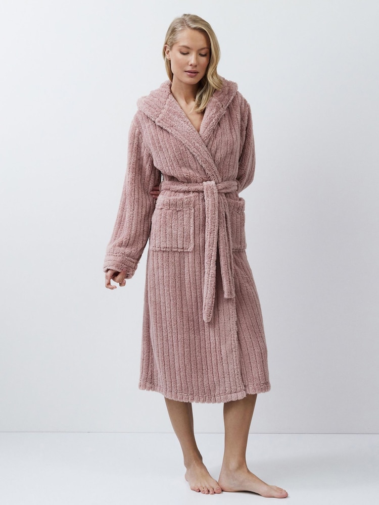 Aruelle Martha Pink Luxury Ribbed Mid-Length Dressing Gown - Image 6 of 6 Aruelle Martha Pink Luxury Ribbed Mid-Length Dressing Gown - Image 6 of 6
