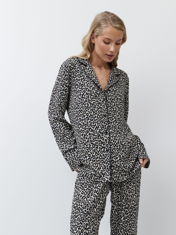 Aruelle Animal Leona bold Leopard print Long Leg Pyjamas with piping detail - Image 2 of 6
