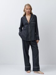 Aruelle Grey Casey Luxury stripe Long Leg Pyjamas set in 100% Cotton - Image 5 of 7