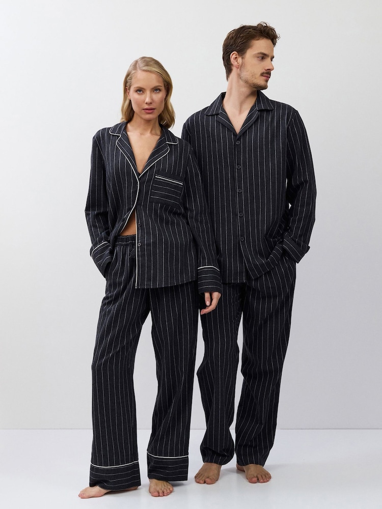 Aruelle Grey Casey Luxury stripe Long Leg Pyjamas set in 100% Cotton - Image 7 of 7