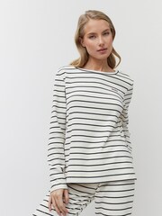 Aruelle Cream Justine Chic and elegant striped cotton rich Pyjamas set - Image 2 of 5