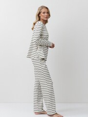 Aruelle Cream Justine Chic and elegant striped cotton rich Pyjamas set - Image 4 of 5