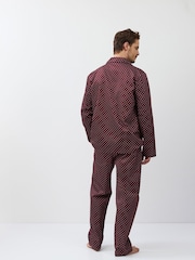 Aruelle Red Grant  subtle geometry pattern Long Leg Pyjamas with contrast piping detail - Image 5 of 6