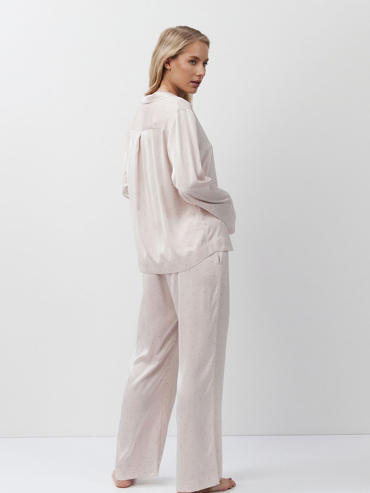 Aruelle Pink Gilian Luxurious Soft Satin Long Leg Relaxed Fitting Pyjamas - Image 5 of 5