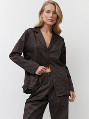 Aruelle Noemie Shadow Stripe Long Leg Brown Pyjamas With Elastic Waistband - Image 3 of 6