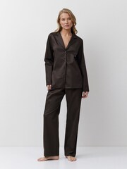 Aruelle Noemie Shadow Stripe Long Leg Brown Pyjamas With Elastic Waistband - Image 5 of 6