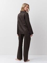 Aruelle Noemie Shadow Stripe Long Leg Brown Pyjamas With Elastic Waistband - Image 6 of 6