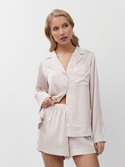 Aruelle Pink Gilian Luxurious Soft Satin Relaxed Fit Pyjamas Short Set - Image 1 of 4