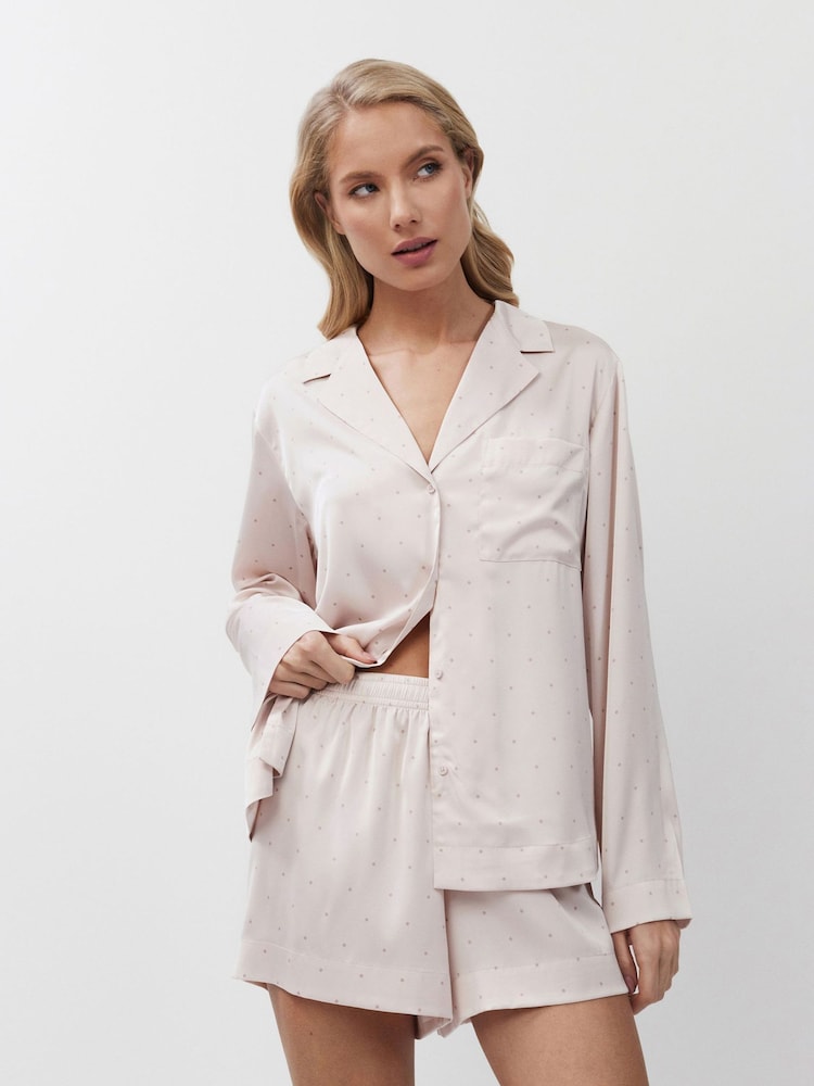 Aruelle Pink Gilian Luxurious Soft Satin Relaxed Fit Pyjamas Short Set - Image 1 of 4