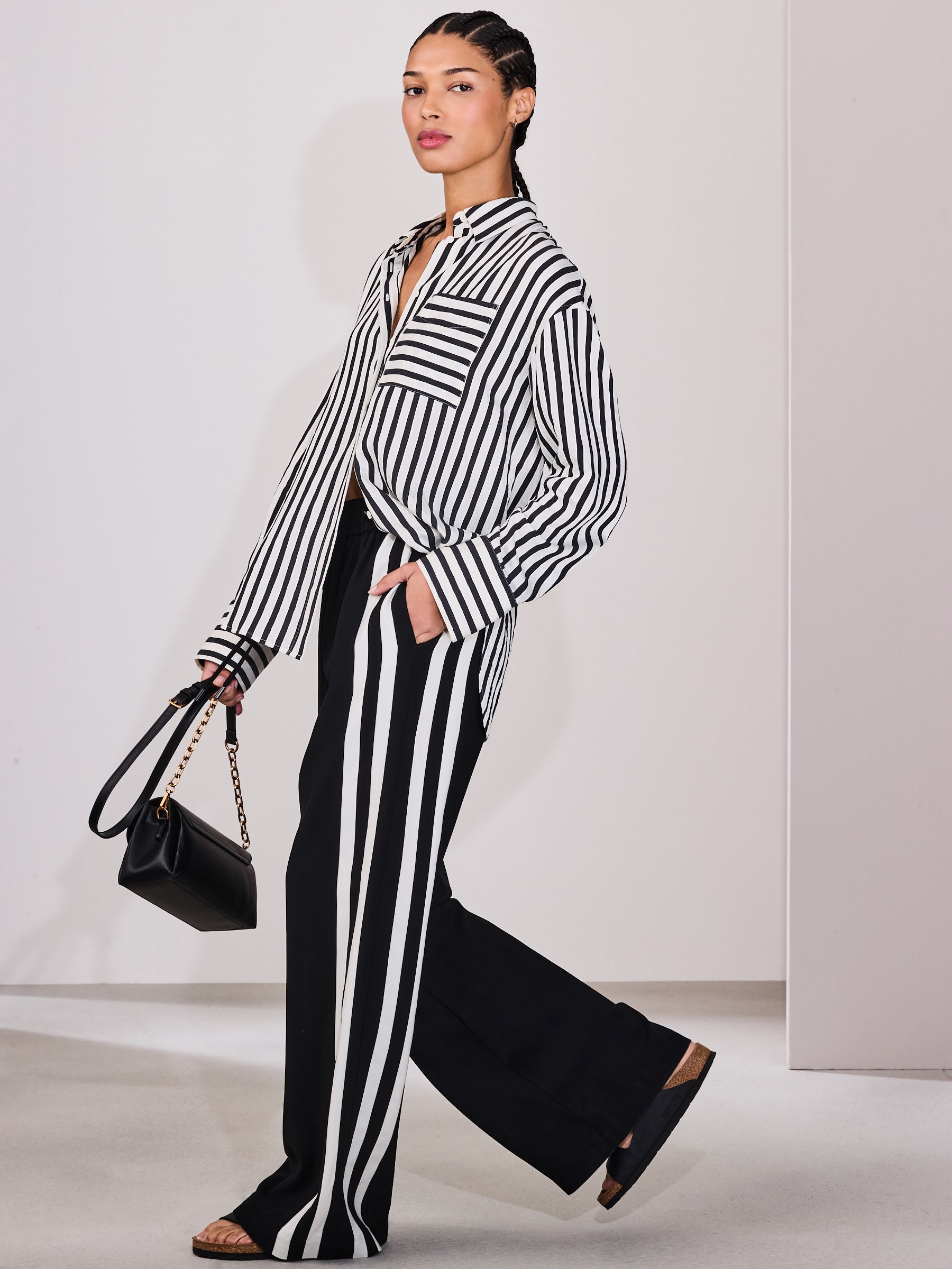 Buy Black Wide Leg Side Stripe Trousers from Next USA