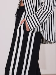 Black Wide Leg Side Stripe Trousers - Image 5 of 9