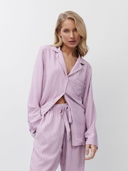 Aruelle Purple Margareth Luxury stripe Long Leg Pyjamas set in supersoft Viscose. - Image 2 of 5