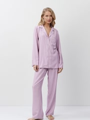 Aruelle Purple Margareth Luxury stripe Long Leg Pyjamas set in supersoft Viscose. - Image 4 of 5