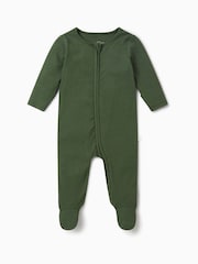 MORI Green Supersoft Ribbed Two Way Zip Sleepsuit - Image 2 of 2