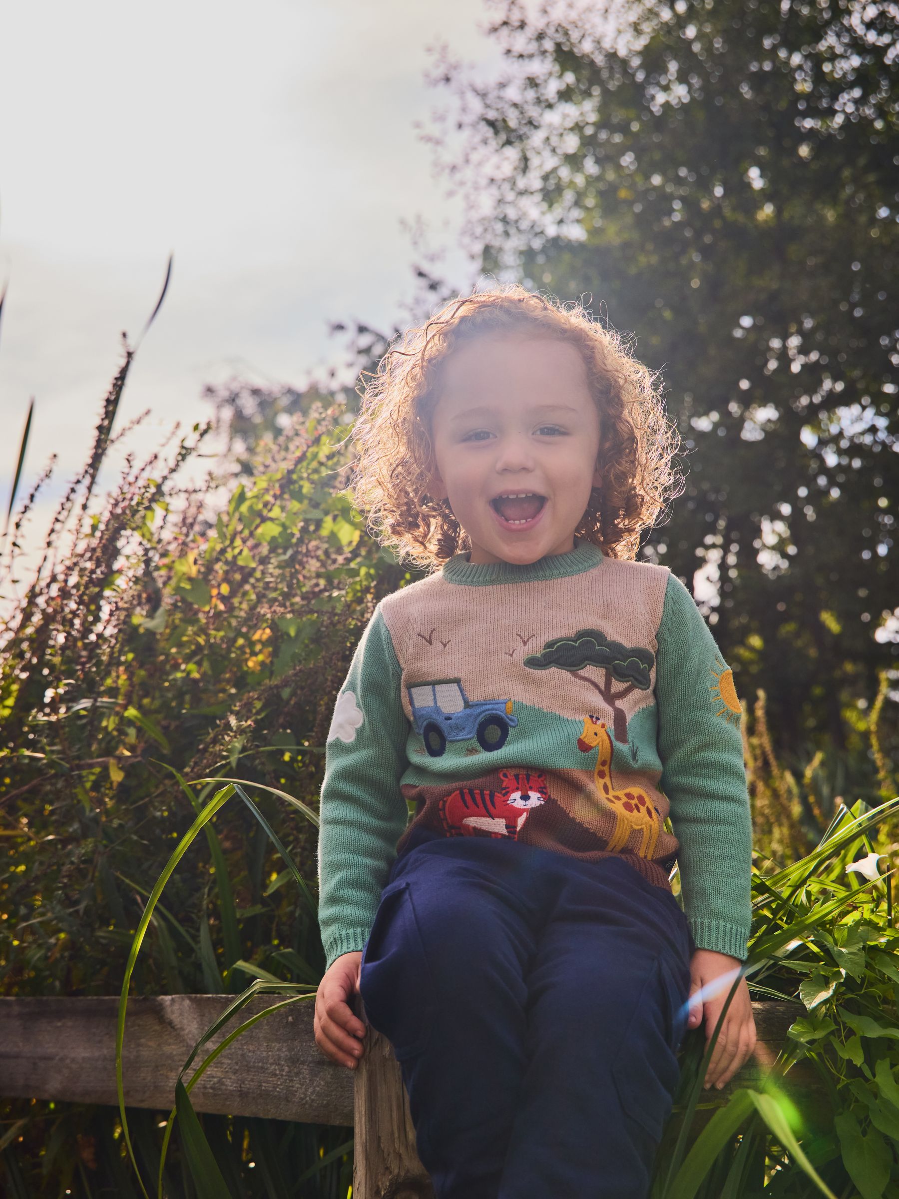 Jojo Maman Bébé Green Khaki Safari Scene Jumper