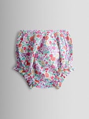 JoJo Maman Bébé Pink Strawberry Floral Frill Shoulder Button Through Baby Dress - Image 4 of 7