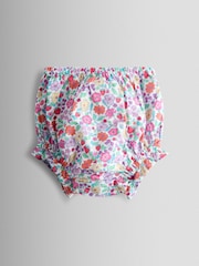 JoJo Maman Bébé Pink Strawberry Floral Frill Shoulder Button Through Baby Dress - Image 5 of 7