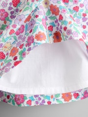 JoJo Maman Bébé Pink Strawberry Floral Frill Shoulder Button Through Baby Dress - Image 6 of 7