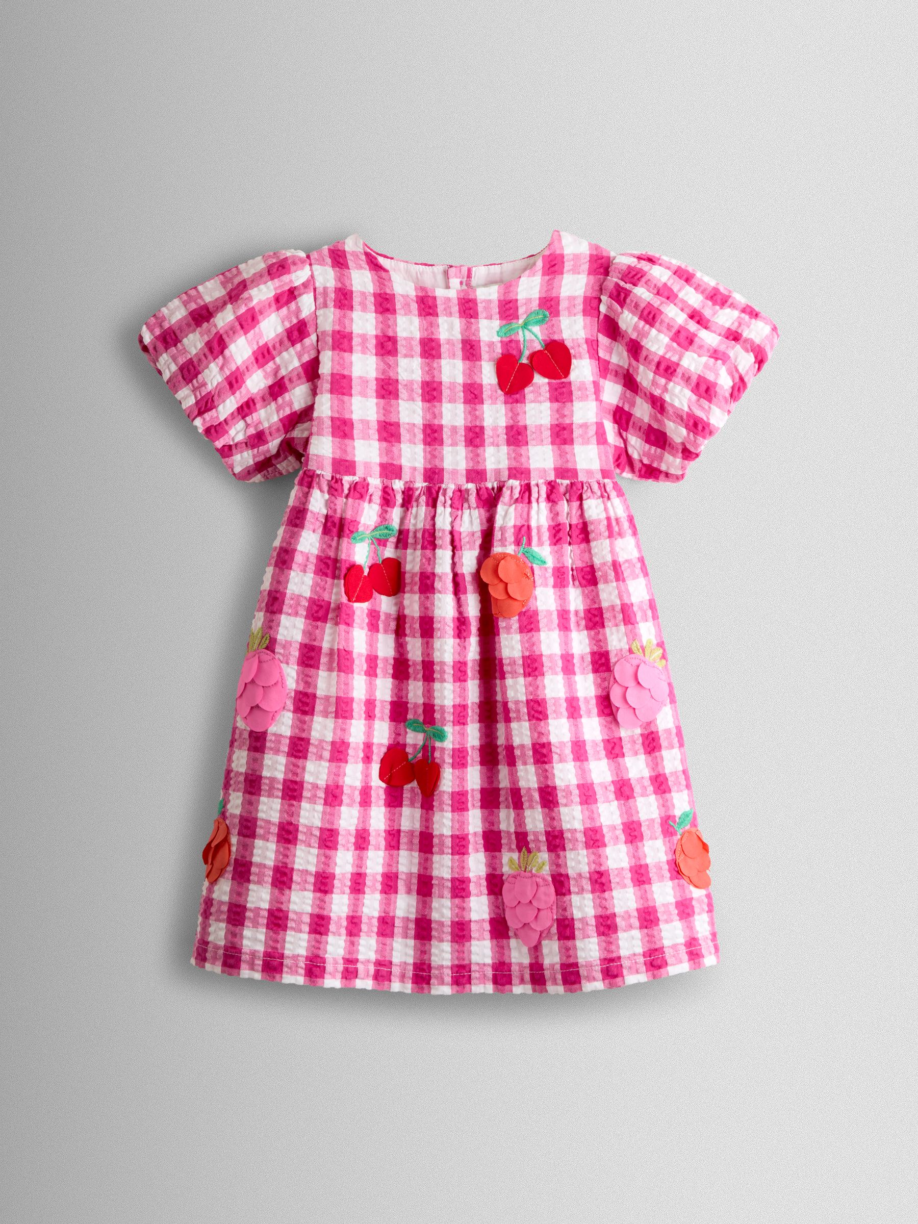 Buy JoJo Maman Bébé Fuchsia Pink Gingham Fruit Appliqué Puff