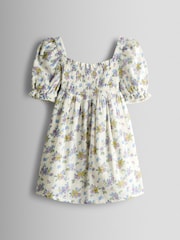 JoJo Maman Bébé Natural Floral Cheesecloth Smocked Bodice Dress - Image 1 of 1