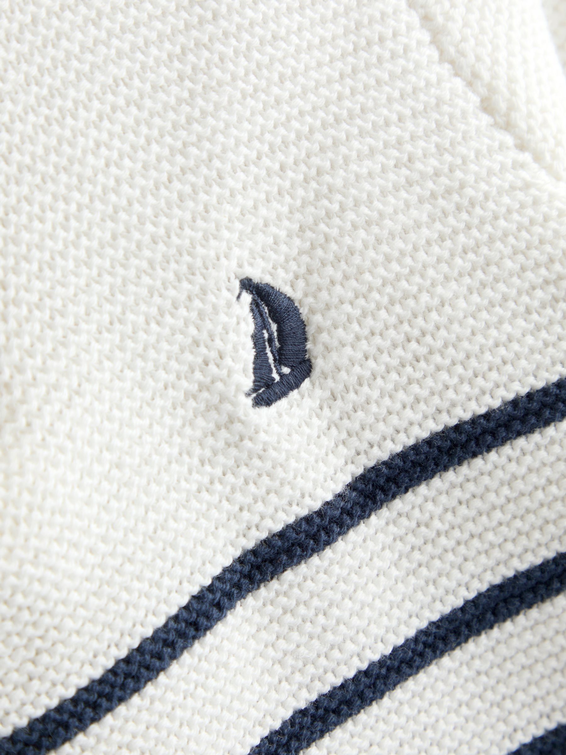 Buy JoJo Maman Bébé Cream Navy Stripe Half Zip Knitted Jumper from