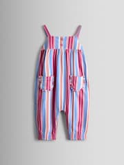 JoJo Maman Bébé Pink Stripe Cherry Strappy Jersey Jumpsuit - Image 1 of 3