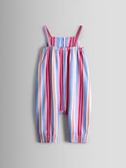JoJo Maman Bébé Pink Stripe Cherry Strappy Jersey Jumpsuit - Image 2 of 3