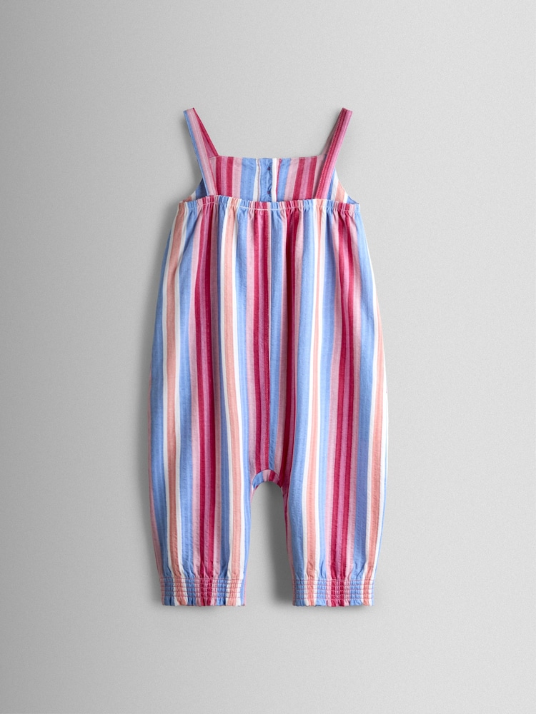 JoJo Maman Bébé Pink Stripe Cherry Strappy Jersey Jumpsuit - Image 2 of 3 JoJo Maman Bébé Pink Stripe Cherry Strappy Jersey Jumpsuit - Image 2 of 3